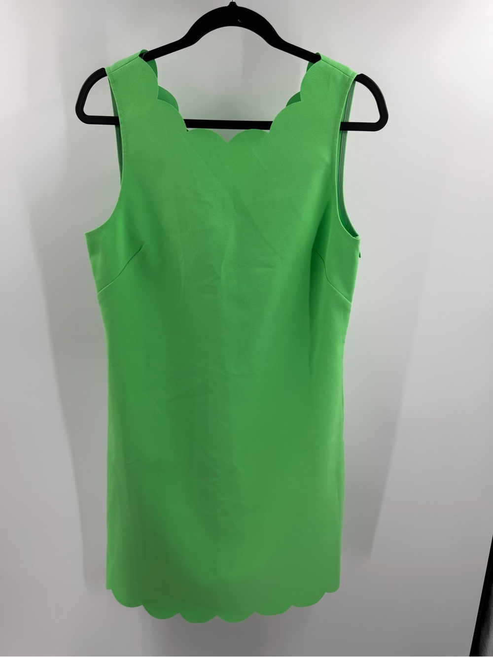 J.Crew Scalloped Shift Dress Women's Size 10 Lime Green Sleeveless Preppy Chic